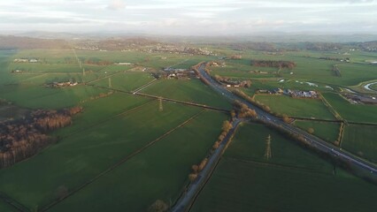 Sticker - Drone view over agricultural fields and streets