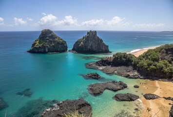 Canvas Print - View of Two Brothers Rock. Fernando de Noronha, Pernambuco, Brazil.