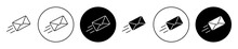 Express Mail Icon Set In Black Filled And Outlined Style. Suitable For UI Designs