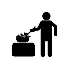 Poster - Vector Illustration of Person Cooking a Healthy Meal in Solid Color, Good for Healthy Eating Silhouette illustration.