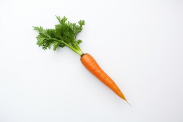 Wall Mural - Fresh carrot with green leaves isolated on white background. Healthy food and vegetables