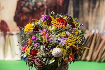 Canvas Print - beautiful bouquets of flowers and herbs 