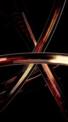 Wall Mural - abstract of glowing golden waves and red stripes on dark background, for wallpaper