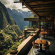 Cafe mit Blick auf Machu Picchu