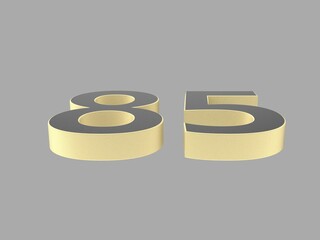 Sticker - gold number digit 3d illustration one two three