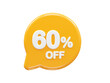 © RABEYA - 60 percent off text effect 3d rendering illustration