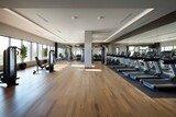 Fototapeta Do przedpokoju - Contemporary fitness facility with modern interior design. Generative AI