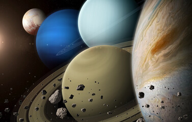 Wall Mural - jupiter, saturn, uranus, neptune - gas giant planets. this image elements furnished by nasa.