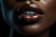 Afro-American mouth and lip. Black history month. Close up shot of unrecognizable person.
