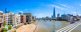 Fototapeta Londyn - Scenic colorful Thames river waterfront in London panoramic view