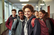 © Pavel - Students in the school corridor, a diverse assembly of boys and girls, modern educational institution