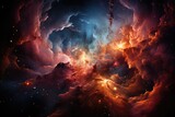 Fototapeta  - Dance galaxies, colorful nebulae and central black hole in cosmic image., generative IA