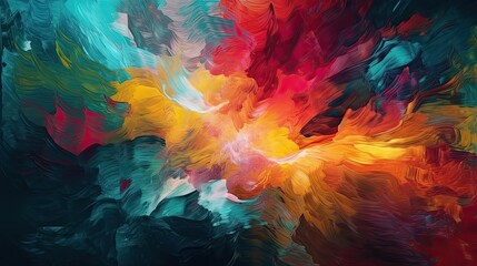 Wall Mural -  Artistic Abstract Background with Colorful Paint Streaks and Brushstrokes