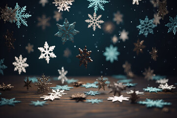 Poster - Wallpaper with snowflakes and copy space for design