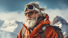 Portrait Of Bearded Man At The Ski Resort