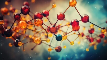 Wall Mural - abstract science background with atoms and molecules, illustration of molecular structure for backdr