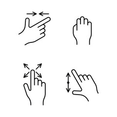 Poster - gesture sign black thin line icon set isolated on a white background. vector illustration of touch s