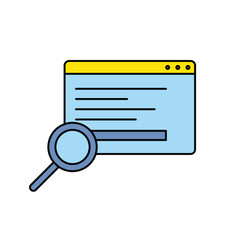 Sticker - Browser Window Opened with Magnifier Search Concept Color Thin Line. Vector illustration of Website Screen Searching