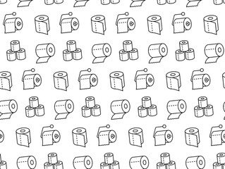 Poster - Toilet Paper Thin Line Seamless Pattern Background for Web and App Design. Vector illustration of Hygiene Concept