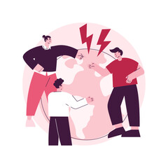 Poster - Social conflict abstract concept vector illustration. Social relations, interaction power, conflict between classes, multiracial angry people, school bullying, abuse, aggressive abstract metaphor.