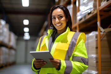 Wall Mural - Portrait of a professional engineer of a heavy industry girl