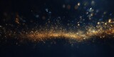 Fototapeta  - Background with abstract dark blue and gold particles, background was covered in bokeh particles from the golden Christmas light, Generative AI.