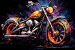Cool motorcycle with a bright paint job. Beautiful illustration picture