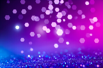 Sticker - Shiny particles with a bokeh effect on a blue and purple background.