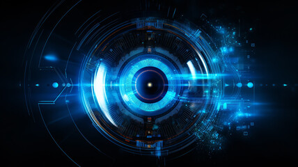 Wall Mural - Futuristic eye scan. Technology background concept. Generative AI.