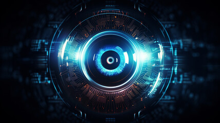 Wall Mural - Futuristic eye scan. Technology background concept. Generative AI.