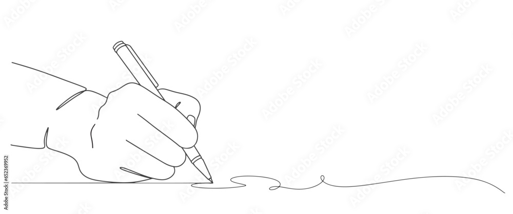 line art hand writing continuous line art drawing hand with pen line art illustration
