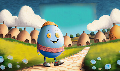 Wall Mural - easter bunny with eggs