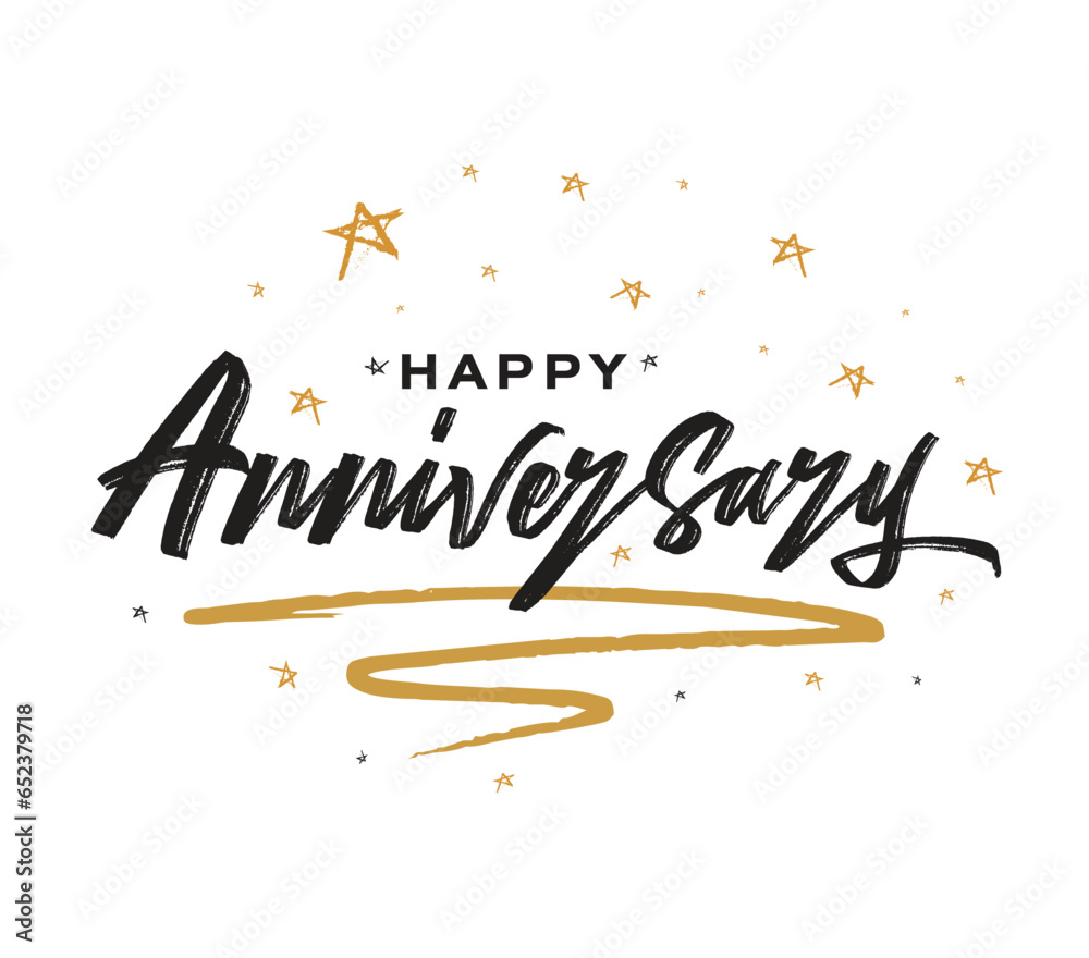 Happy Anniversary lettering text banner. Beautiful greeting banner ...