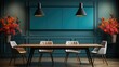 © ACE STEEL D - Frame mock up inDining RoomGothic  in Blue Color , Mockups Design 3D, HD