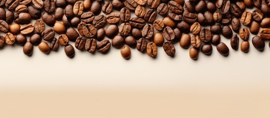 Leinwandbilder - Focused coffee beans on a isolated pastel background Copy space healthy and medical concept