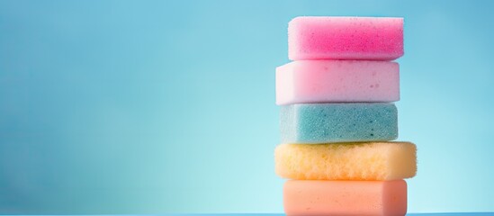 Aufkleber - Colored sponges in an image isolated pastel background Copy space
