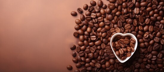 Leinwandbilder - Coffee bean on a isolated pastel background Copy space affection for coffee