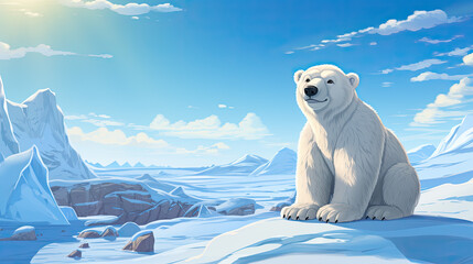 Wall Mural - creative illustration of a polar bear in the arctic