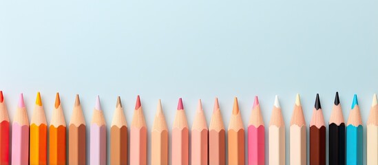 Poster - Pencil against isolated pastel background Copy space
