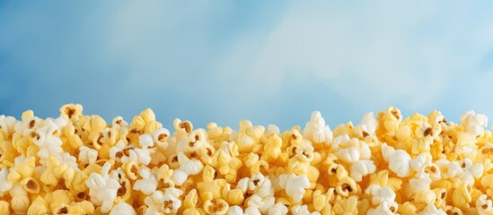 Aufkleber - Colorful popcorn against isolated pastel background Copy space in photography studio