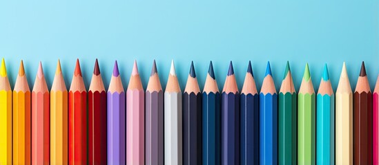 Poster - Various colored pencils for artistic drawing materials isolated pastel background Copy space