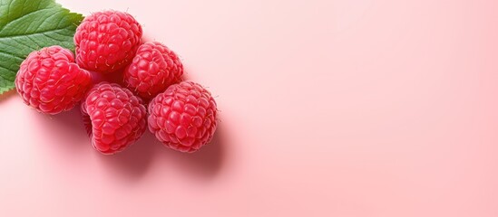 Two raspberries isolated on a isolated pastel background Copy space for closeup design