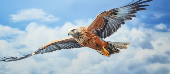 Aufkleber - Gorgeous red kite flying against isolated pastel background Copy space in Noord Brabant Netherlands