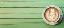 Hot Latte Art Coffee And Green Tea On Isolated Pastel Background Copy Space En Table With Cup