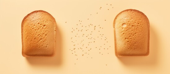Poster - Top view of whole wheat bread on a isolated pastel background Copy space Image of sliced bread Clipping path included