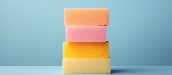 Aufkleber - Colored sponges in an image isolated pastel background Copy space