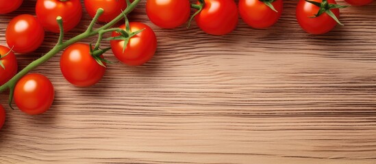 Aufkleber - Juicy organic red cherry tomatoes on a isolated pastel background Copy space representing clean eating concept