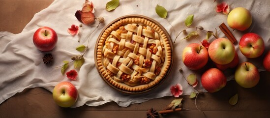 Leinwandbilder - Copy space with apples and apple pie