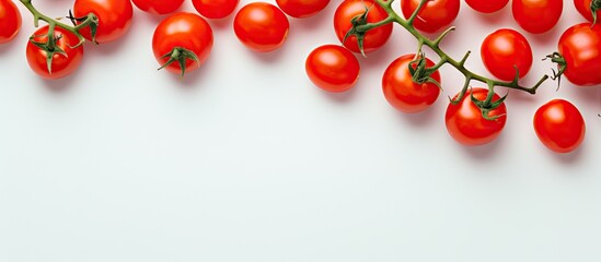 Aufkleber - Juicy organic red cherry tomatoes on a isolated pastel background Copy space representing clean eating concept