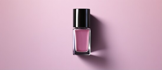 Poster - Nail polish bottle against isolated pastel background Copy space